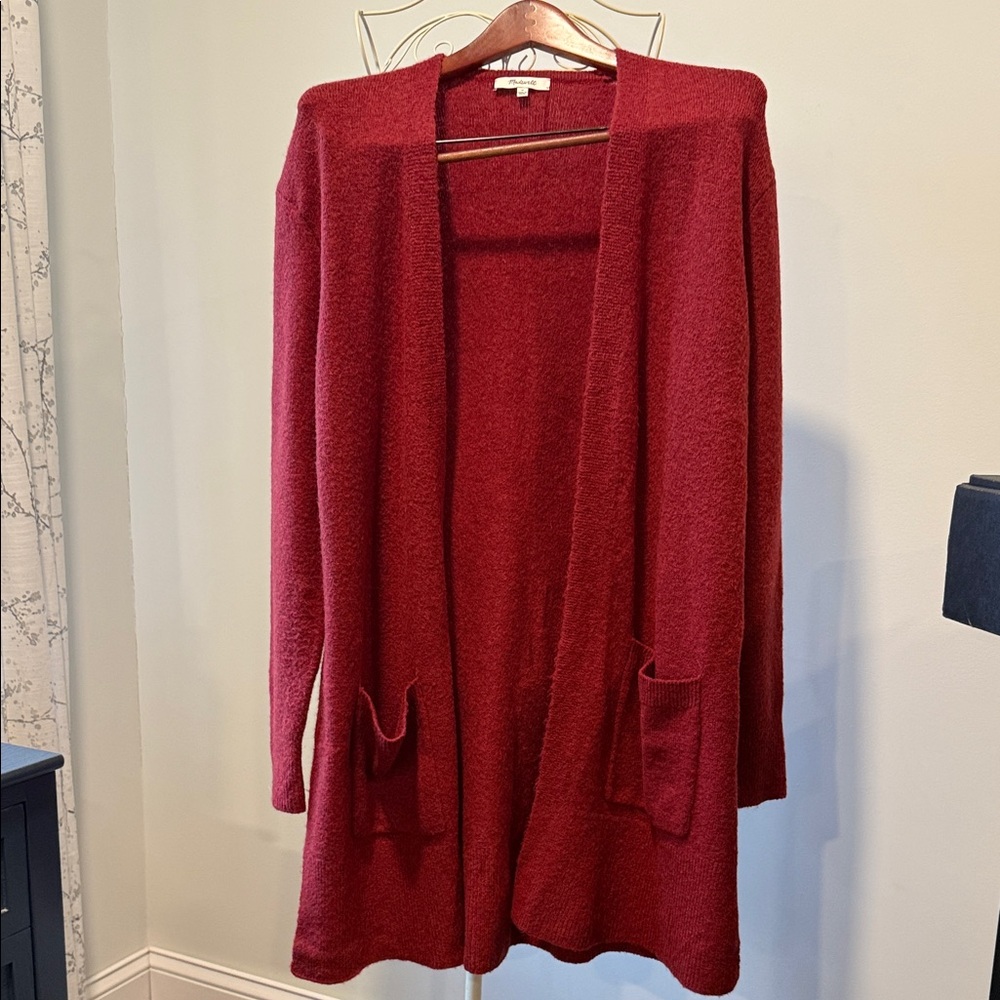Madewell Deep Red Open Front Cardigan